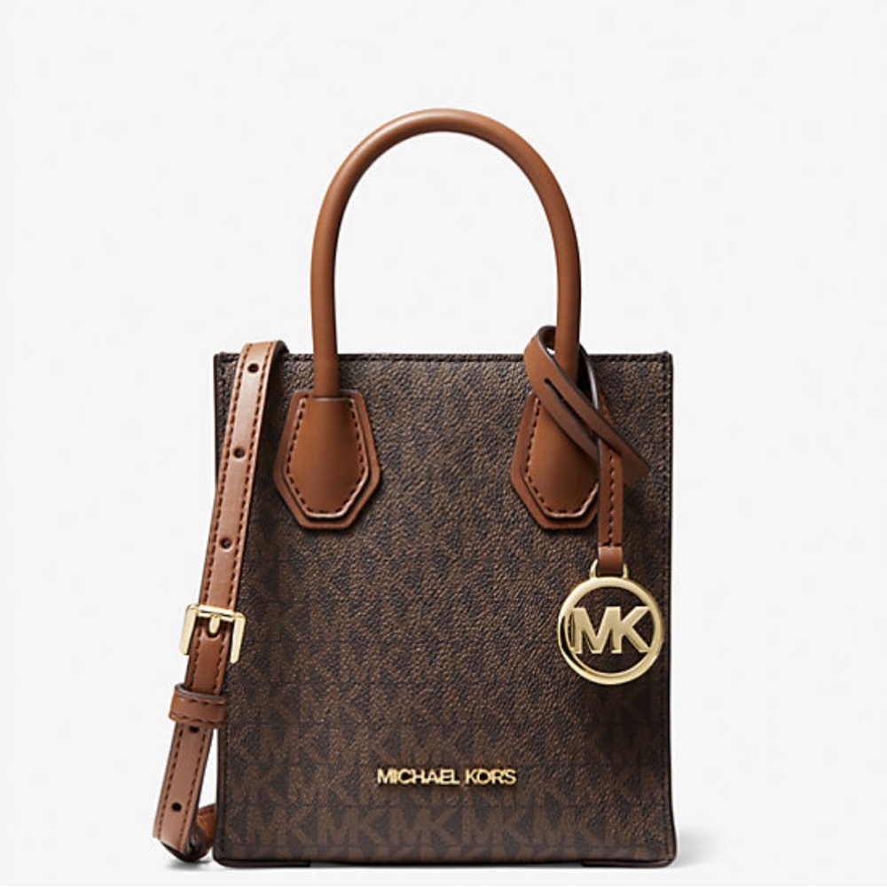 Michael Kors Mini Bag Brown and Tan with Monogram Pattern